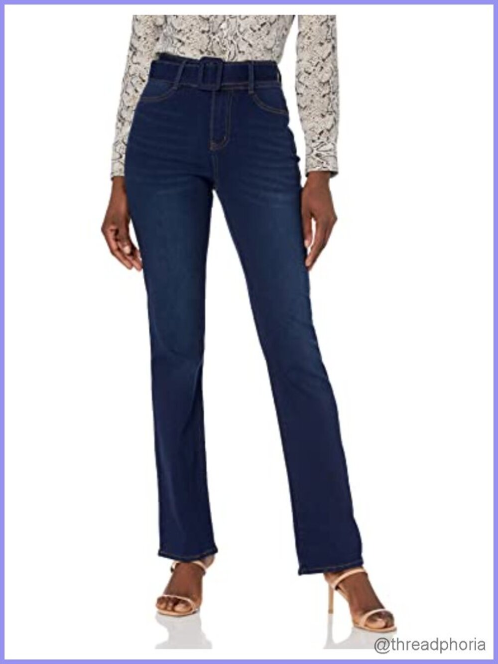 High Rise Mini Flare Jeans with Self Belt
